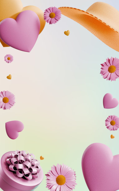 母亲的一天。节日符号的框架。三维渲染图片下载