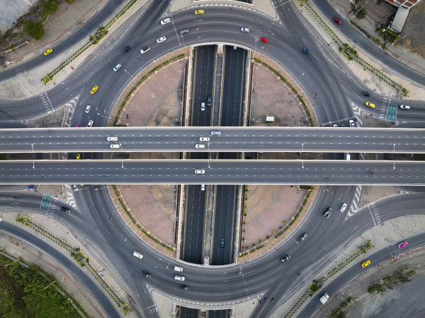 城市高速公路绿色背景航拍图片下载