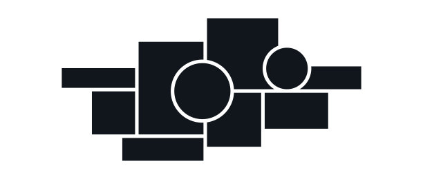 情绪板或照片拼贴模板。黑色马赛克网格艺术安排。画框用圆圈构图。墙画廊布局设计概念的介绍，海报，模型，横幅。向量图片下载