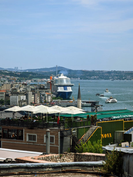 从山上俯瞰伊斯坦布尔港图片下载