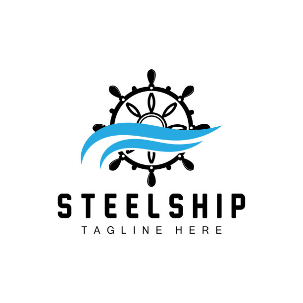 简单的船舶车辆船舶转向标志设计插图船舶方向盘为产品品牌模板图标图片下载