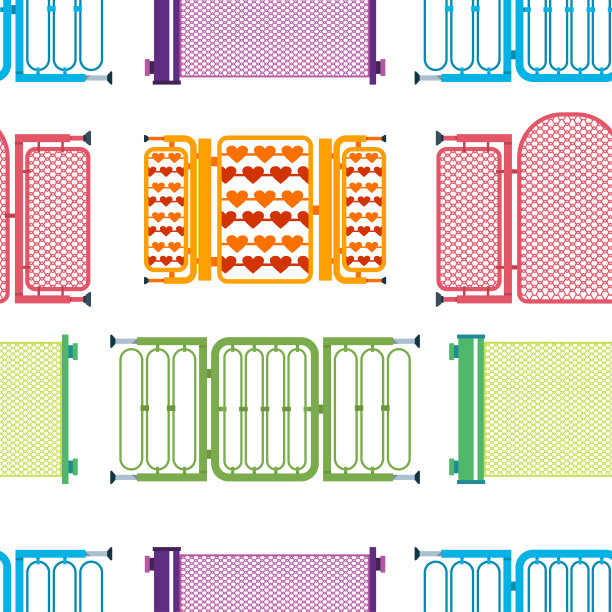 婴儿保护门矢量卡通无缝图案背景。图片下载