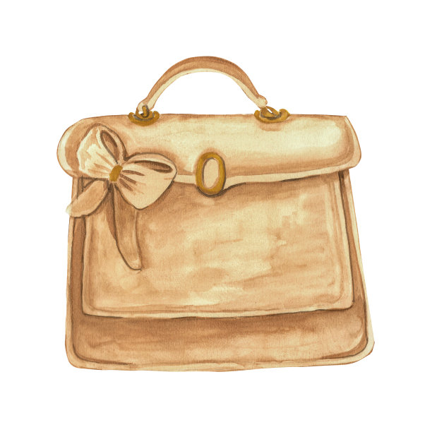 水彩插画女士米色手袋图片下载