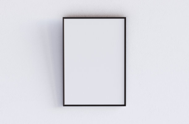 白色空白海报与框架模型在白色墙上图片下载