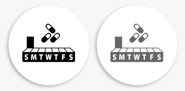 每周药丸盒黑白圆形图标图片下载