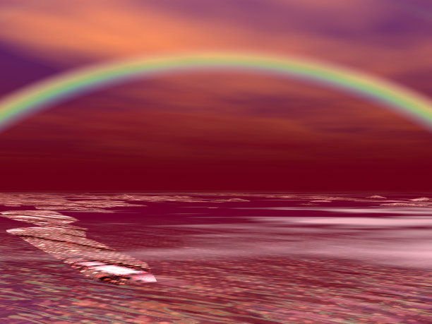 污染海和彩虹的奇妙景观图片下载