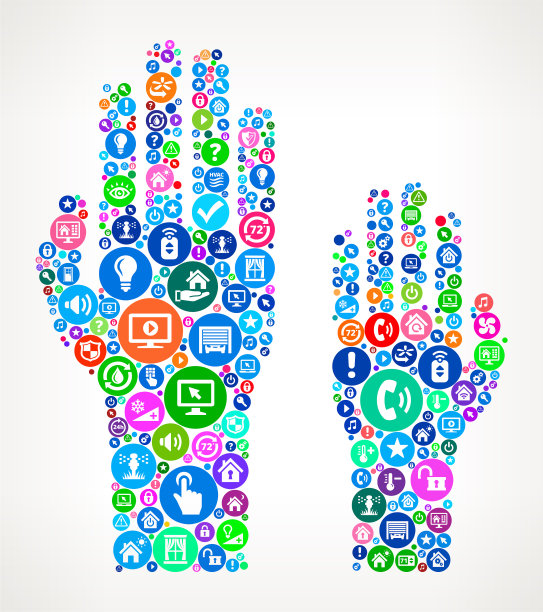 举手家庭自动化技术图标模式图片下载