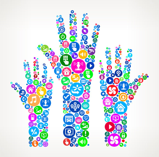 举手家庭自动化技术图标模式图片下载