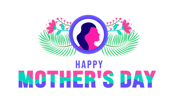 母亲节快乐的女性矢量设计与彩色花朵背景模板。用于背景，横幅，标语牌，卡片和海报设计模板，文字铭文和标准颜色。图片下载