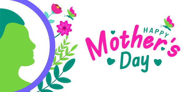 母亲节快乐的女性矢量设计与彩色花朵背景模板。用于背景，横幅，标语牌，卡片和海报设计模板，文字铭文和标准颜色。图片下载