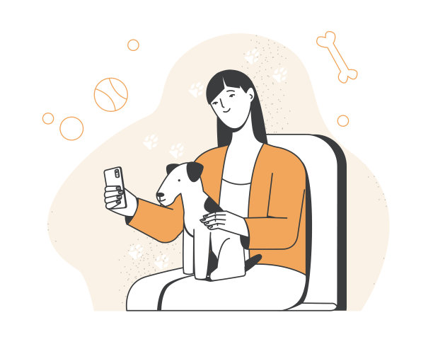 人和宠物矢量插图图片下载