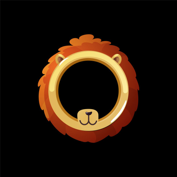 头像框架狮子口鼻卡通矢量，成就圆空模板边框，野生动物面具为游戏界面图片下载