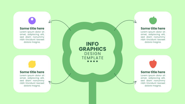 信息图表模板。绿果树与4步图片下载