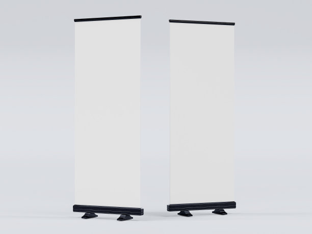 空标牌展台设计模板。广告，海报，广告牌或代表促销产品概念的模型展示。三维渲染图片下载