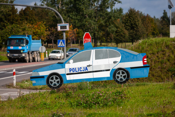 波兰路边的警车模型图片下载