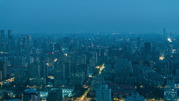 中国上海全景天际线航拍照片图片下载