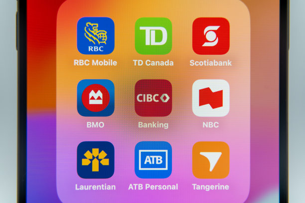 加拿大热门银行的移动应用APP。多伦多，加拿大 - 2024年4月30日图片下载