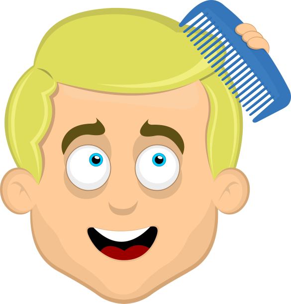 矢量插图头金发男子卡通梳子的头发图片下载