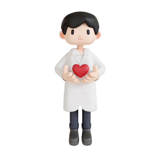 3d渲染医生拿着心脏图片下载