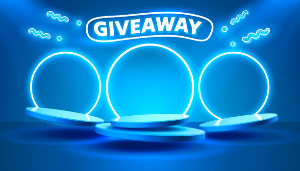 赠送霓虹灯讲台，商店大折扣，特别促销框架。矢量图图片下载