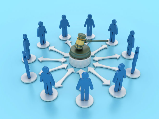 带有象形图团队合作的法律 gavel图片下载