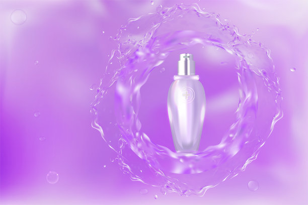 美容产品广告设计，紫色化妆品容器与假日概念广告背景准备使用，豪华护肤横幅，插图向量。图片下载