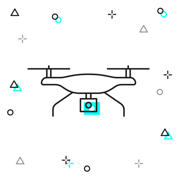 带摄像头的无人机。白色背景上的线图标图片下载