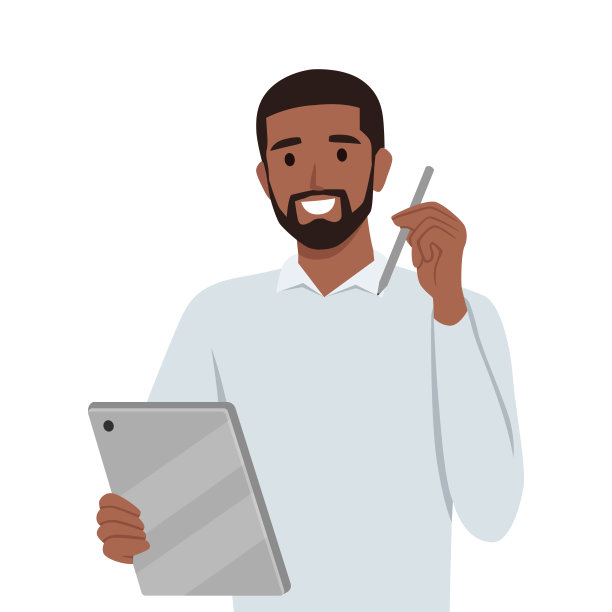 年轻人拿着写字板望着远方，做梦想着拿着笔。图片下载