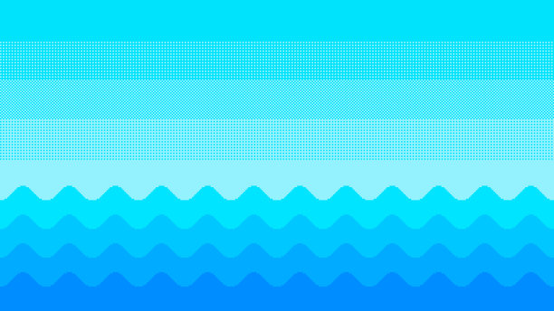 像素艺术海浪。矢量无缝背景。图片下载