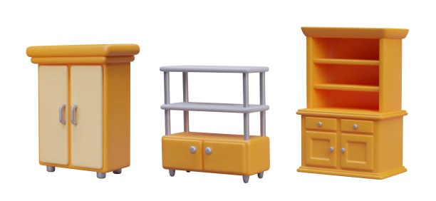 有大门、书架和衣柜的书架集合图片下载