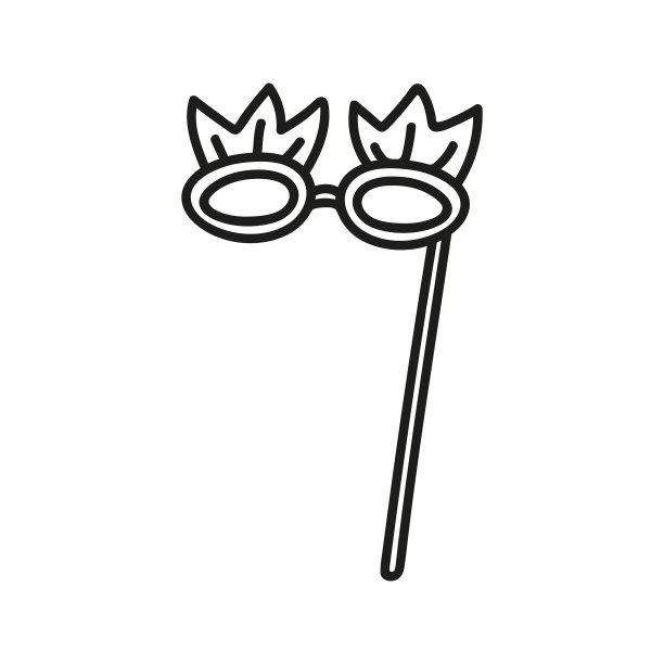 嘉年华眼镜上的面具棒。手绘涂鸦矢量插图，道具上的事件图片下载