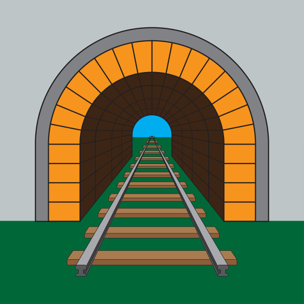 灰色背景下铁路隧道矢量隔离设计。矢量插图EPS 10。图片下载