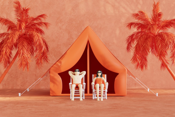 露营帐篷夏季露营海滩度假背景图片下载