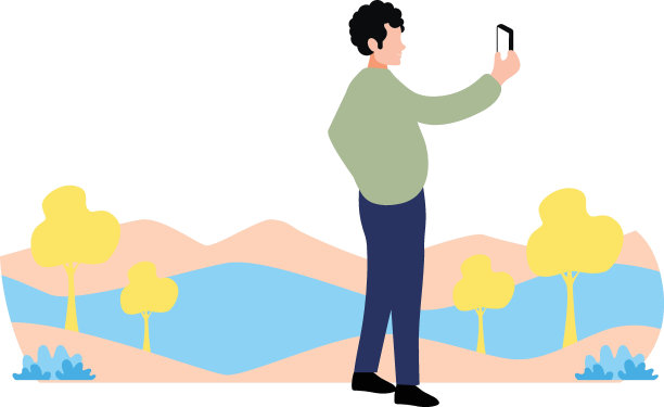 这个男孩正在户外自拍。图片下载