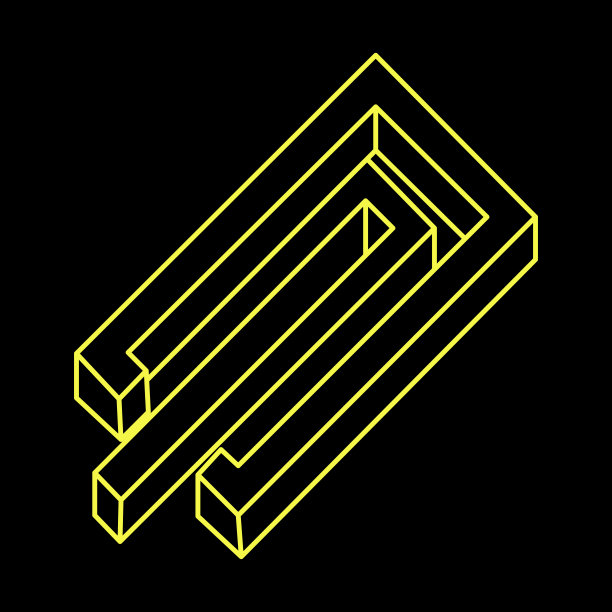 不可能的形状标志设计，视觉错觉对象。光学艺术人物。几何学。图片下载