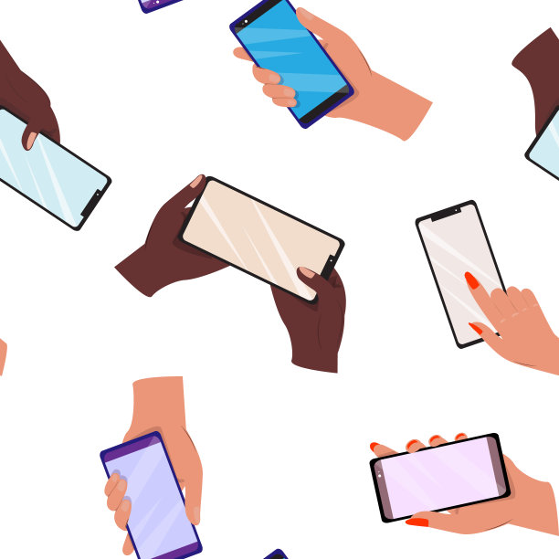 Sociial媒体。无缝模式。不同的手使用智能手机的插图图片下载