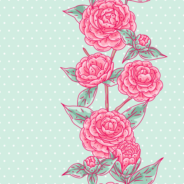 茶花图案。美丽的装饰植物。图片下载