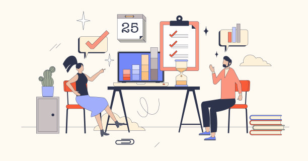 绩效管理和销售报告小人神经主义概念图片下载