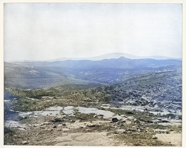 从远处看施洗约翰的出生地，19世纪90年代，加利利人的足迹，19世纪图片下载