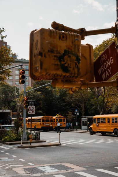 黄色的儿童校车-纽约，美国-图片图片下载