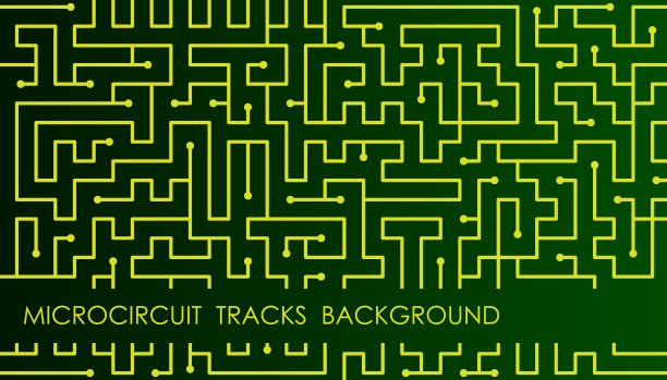 水平绿色电路板抽象背景与工程轨道方案，封面，网站介绍在高清格式。互联网产品网页设计的UI模板布局。向量横幅图片下载