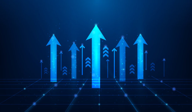 业务成就箭头向上成长成功技术数字化。交易投资和创业图增加。矢量插图梦幻般的设计。图片下载