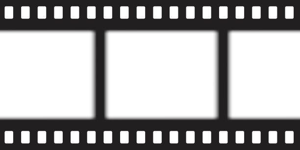 旧电影帧，视频胶片条。复古复古磁带空模板与幻灯片。胶带边框，垃圾纹理轮廓。透明背景上的视频照片卷轴。矢量图图片下载