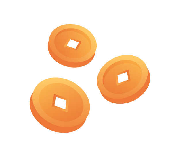 中国金币矢量插图图片下载