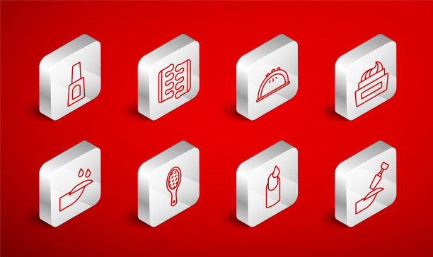 集线修甲铣刀，趾甲分离器，修甲灯，指甲油瓶，指甲锉和图标。向量图片下载