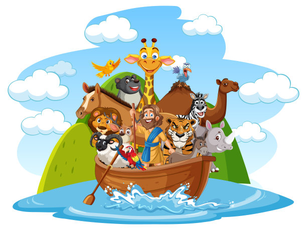 各种各样的动物一起乘船旅行图片下载