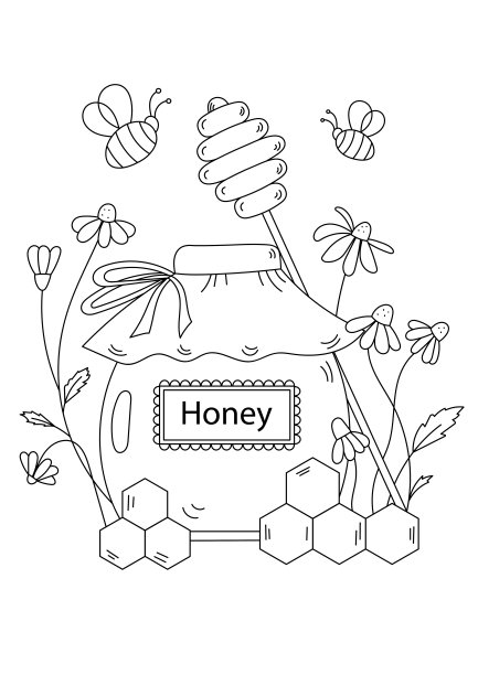 涂色页为成人和儿童特色粉笔在一个罐子与蜂窝状图案图片下载