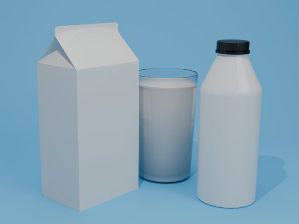 包装盒、玻璃杯和牛奶瓶图片下载