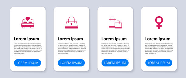 设置女性性别符号，纸质购物袋，手提袋，卧室。业务信息图表模板。向量图片下载