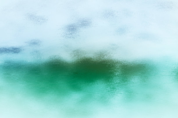 抽象的背景纹理参考了蓝色的天空，云漂浮在绿色的田野上，远处有山。图片下载